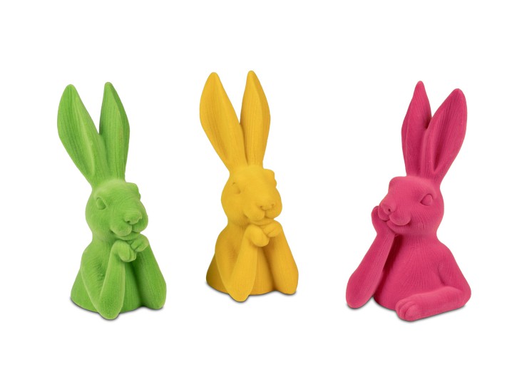 Set Osterhasen Hasenbüste Dekoration Set, 16 cm, Grün Gelb Pink, 3 Stück im Set - Deko Ostern 