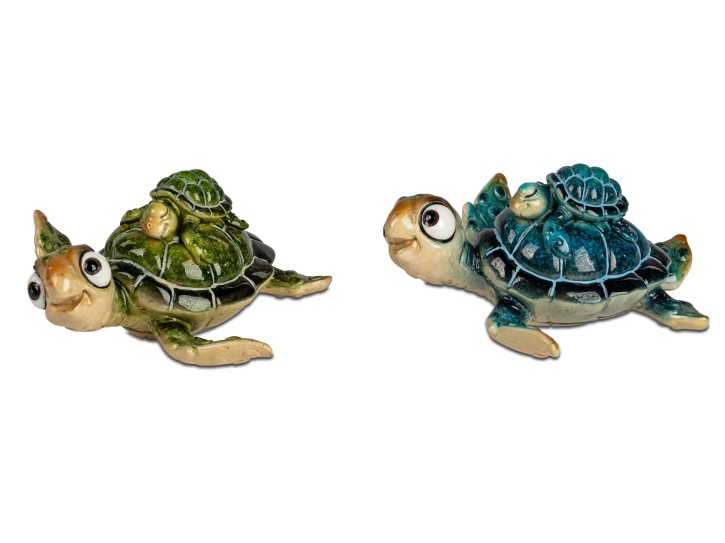formano Schildkröte Harry mit Kind 12cm - Polyresin grün oder blau