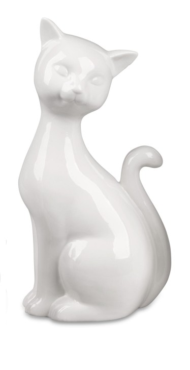 1 Stück Deko Katze aus Porzellan weiss 16cm sortiert 