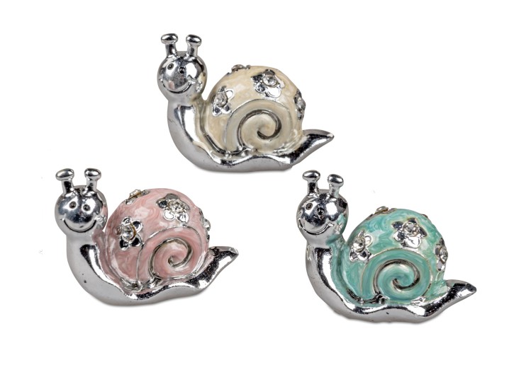 3 Stück Schnecke 5 cm formano Perlmutt Optik Deko Objekt Pearl Silber, blau oder rosa Kunststein