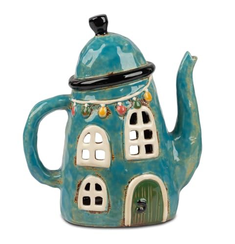 Formano Windlicht Kanne 18x20 cm Steinzeug Handbemalt 