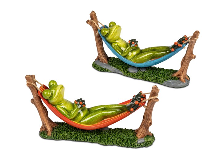 2er Set Dekofigur Frosch in Hängematte 