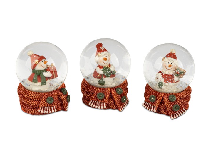 1 Stück von 3 Weihnachtliche Schneekugel Winter Schüttelkugel 7cm Classic-rot