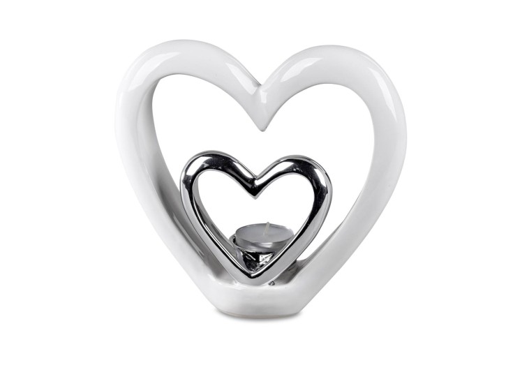 1 Stueck formano Deko Herz mit Teelichthleuchter zum Stellen 19 cm Herz Teelichthalter Dekoration Liebe- Geschenke zum Valentinstag