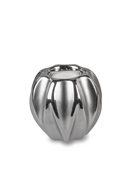 Formano 1 Stück Teelichtleuchter Matt/Silber aus Keramik - Dekoration für ein schönes Zuhause