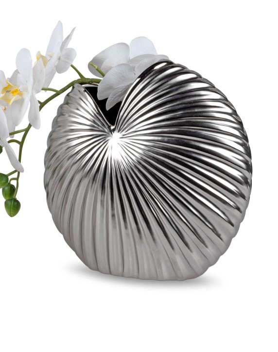 Formano 1 Stück Vase 19x19cm  Matt Silber aus Keramik - Dekoration für ein schönes Zuhause