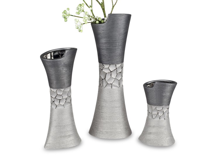 Formano Keramik 1 Stück Vase silber/grau 13x30cm