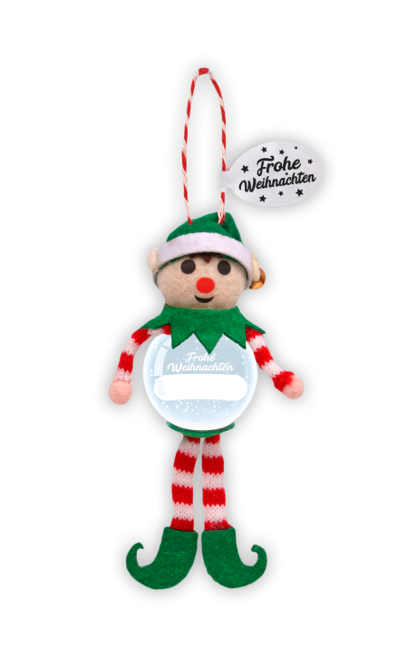 Personalisierte Schneekugeln als Dekoration für Weihnachten, Weihnachtsbaumschmuck, Geschenk- Schneekugel Blanko Elf Personalisierte Schneekugeln als Dekoration für Weihnachten, Weihnachtsbaumschmuck, Geschenk- Schneekugel Blanko Elf