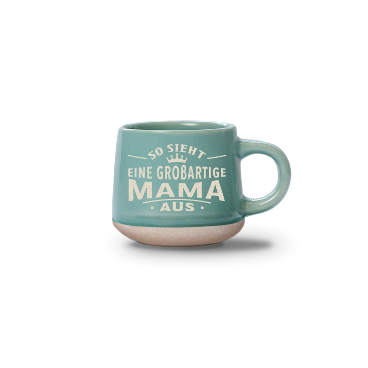 Espresso-Tasse Mama, Keramik, 60ml, Türkis, Landhausstil, Spülmaschinenfest