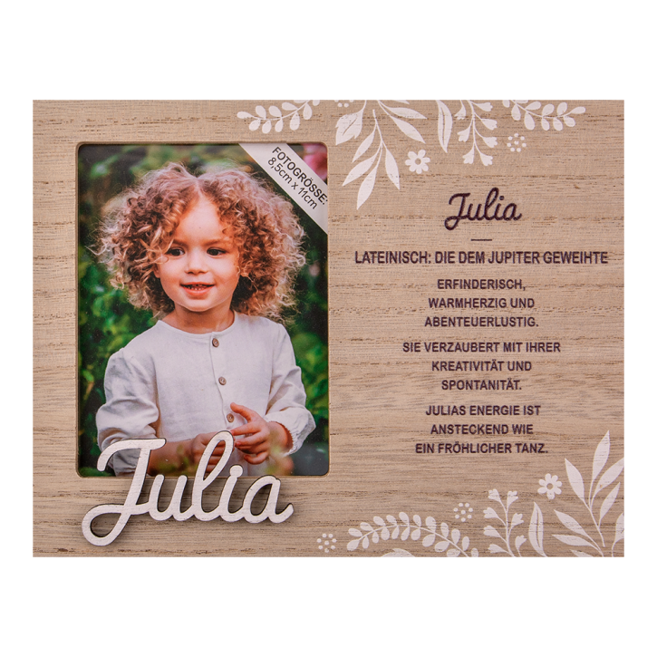 Personalisierter Bilderrahmen für Erwachsene, Kinder, Babys in Holzoptik mit Spruch -Bilderrahmen Julia