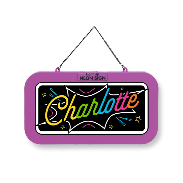 LED Leuchtschild Neonschild mit Namen , Leuchtende Wanddekoration mit Batterie, 18,7x10,3x1,6cm - Charlotte LED Leuchtschild Neonschild mit Namen , Leuchtende Wanddekoration mit Batterie, 18,7x10,3x1,6cm - Charlotte