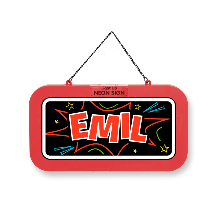 LED Leuchtschild Neonschild mit Namen , Leuchtende Wanddekoration mit Batterie, 18,7x10,3x1,6cm - Emil LED Leuchtschild Neonschild mit Namen , Leuchtende Wanddekoration mit Batterie, 18,7x10,3x1,6cm - Emil