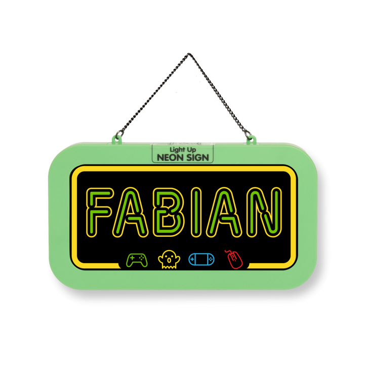 LED Leuchtschild Neonschild mit Namen , Leuchtende Wanddekoration mit Batterie, 18,7x10,3x1,6cm -  Fabian