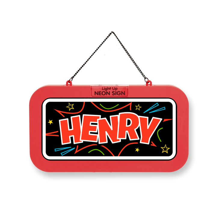 LED Leuchtschild Neonschild mit Namen , Leuchtende Wanddekoration mit Batterie, 18,7x10,3x1,6cm -  Henry