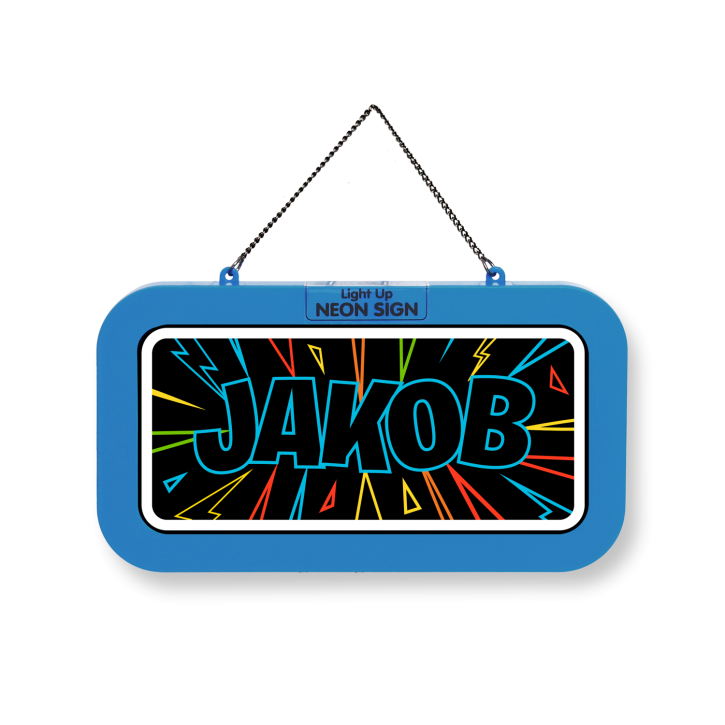LED Leuchtschild Neonschild mit Namen , Leuchtende Wanddekoration mit Batterie, 18,7x10,3x1,6cm -  Jakob