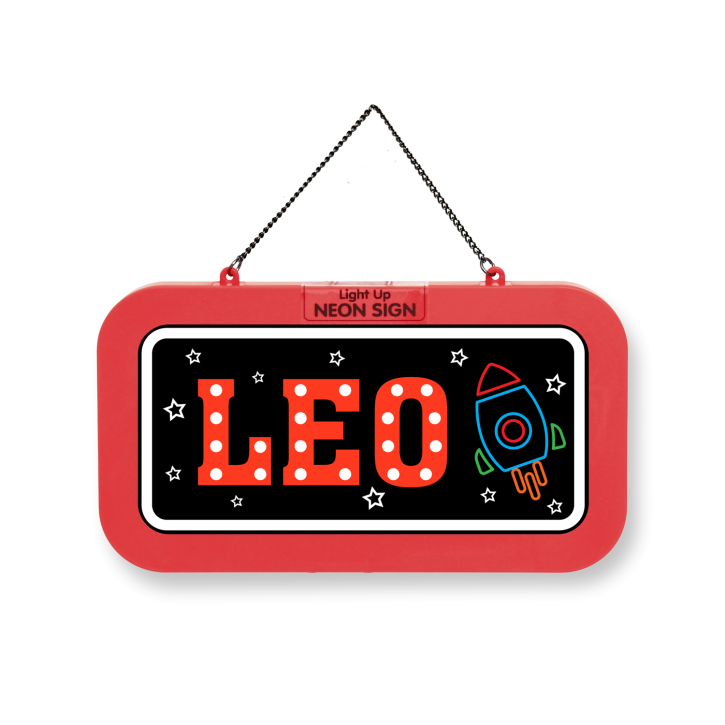LED Leuchtschild Neonschild mit Namen , Leuchtende Wanddekoration mit Batterie, 18,7x10,3x1,6cm -  Leo