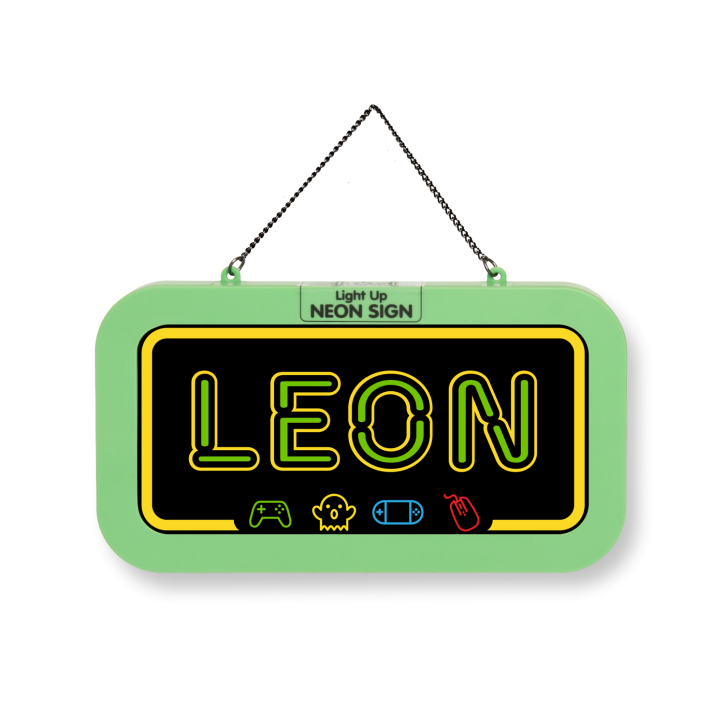 LED Leuchtschild Neonschild mit Namen , Leuchtende Wanddekoration mit Batterie, 18,7x10,3x1,6cm -  Leon