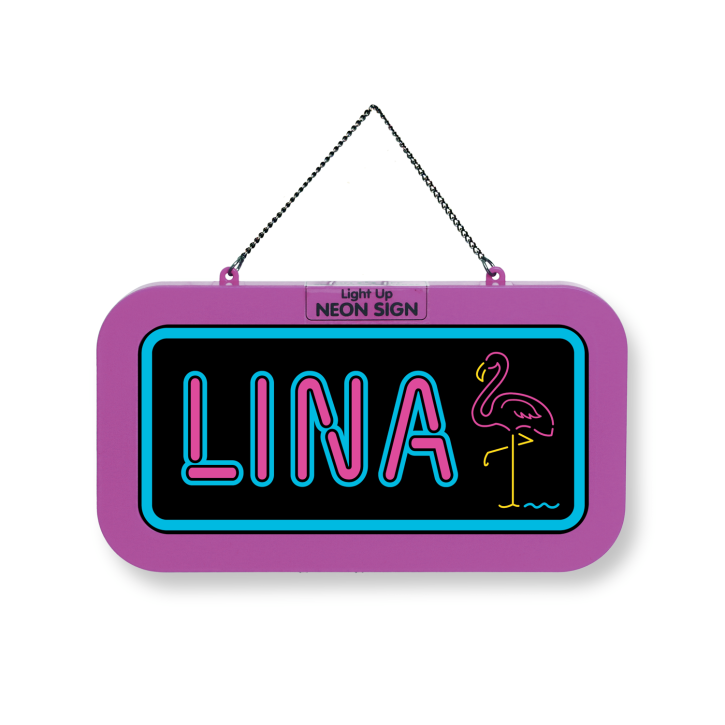 LED Leuchtschild Neonschild mit Namen , Leuchtende Wanddekoration mit Batterie, 18,7x10,3x1,6cm -  Lina