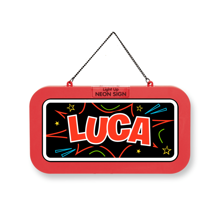 LED Leuchtschild Neonschild mit Namen , Leuchtende Wanddekoration mit Batterie, 18,7x10,3x1,6cm -  Luca