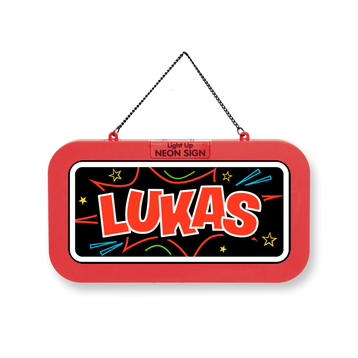 LED Leuchtschild Neonschild mit Namen , Leuchtende Wanddekoration mit Batterie, 18,7x10,3x1,6cm -  Lukas