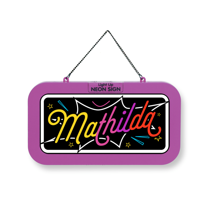 LED Leuchtschild Neonschild mit Namen , Leuchtende Wanddekoration mit Batterie, 18,7x10,3x1,6cm -  Mathilda