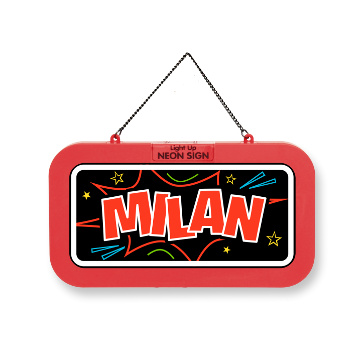 LED Leuchtschild Neonschild mit Namen , Leuchtende Wanddekoration mit Batterie, 18,7x10,3x1,6cm -  Milan