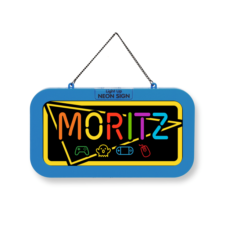 LED Leuchtschild Neonschild mit Namen , Leuchtende Wanddekoration mit Batterie, 18,7x10,3x1,6cm -  Moritz