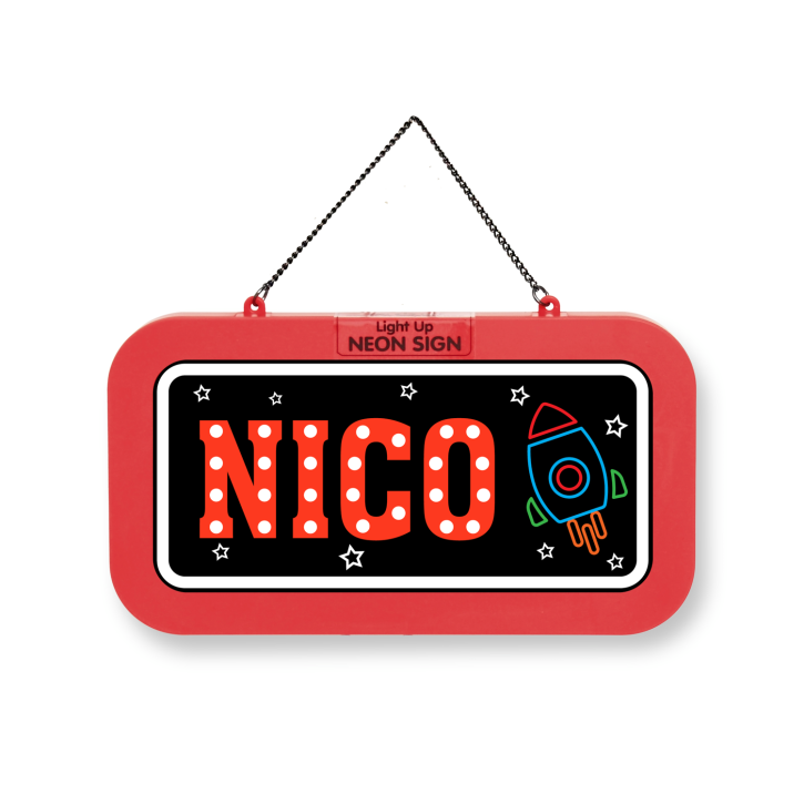 LED Leuchtschild Neonschild mit Namen , Leuchtende Wanddekoration mit Batterie, 18,7x10,3x1,6cm -  Nico