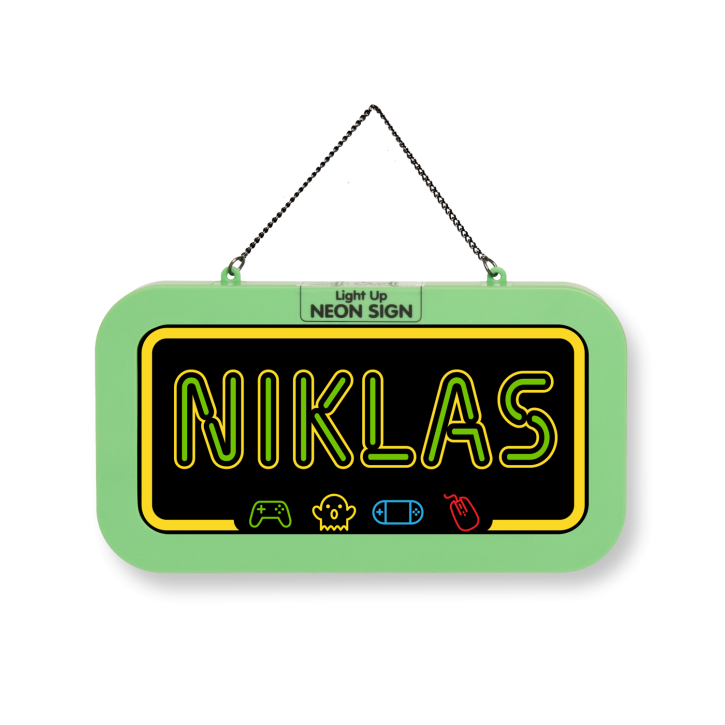 LED Leuchtschild Neonschild mit Namen , Leuchtende Wanddekoration mit Batterie, 18,7x10,3x1,6cm -  Niklas