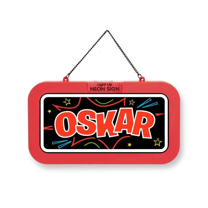 LED Leuchtschild Neonschild mit Namen , Leuchtende Wanddekoration mit Batterie, 18,7x10,3x1,6cm -  Oskar