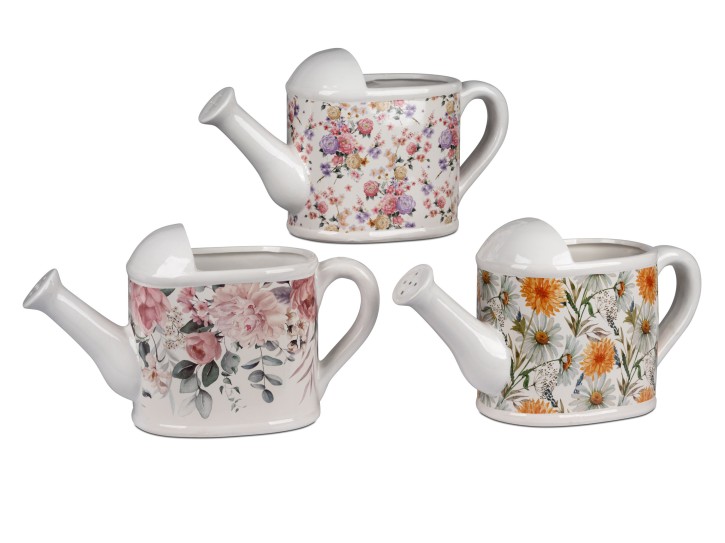 1 von 3 Stück Frühlingsdeko  Pflanzkanne Pflanztopf 36 cm mit Blumendekor