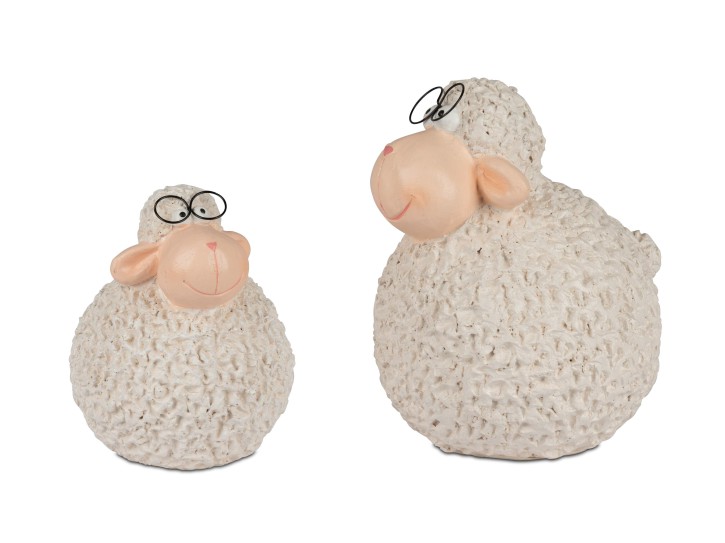 Dekoratives Osterschaf Keramik, lustiges Schaf mit Brille  15cm