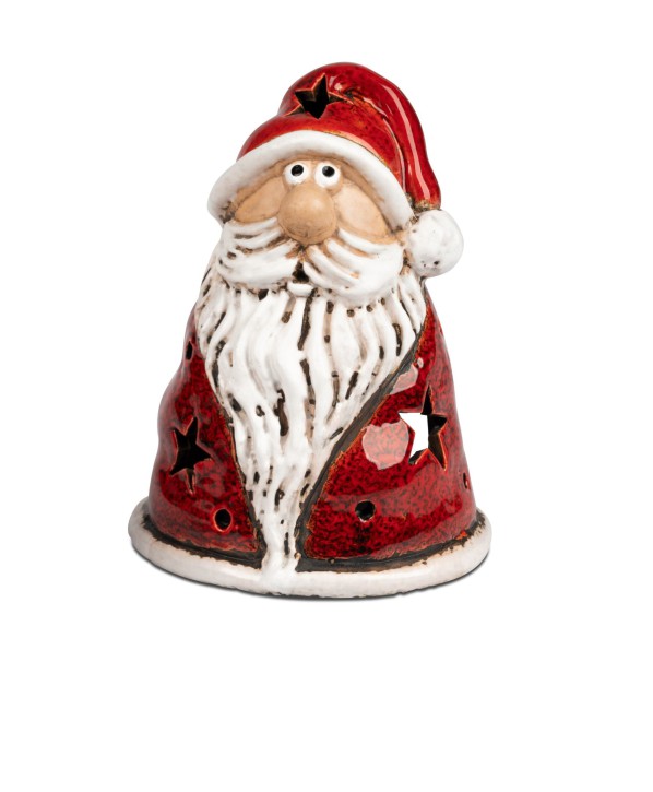 Windlicht 15cm WeihnachtsmannS anta handgefertigt für Winter /Weihnachten