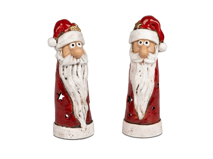 Windlicht 20cm aus Steinzeug matt + glänzend kombiniert, handgefertigt für Winter und Weihnachten  - Deko im Haus 1 Stück Lieferumfang, Auswahl nach Verfügbarkeit