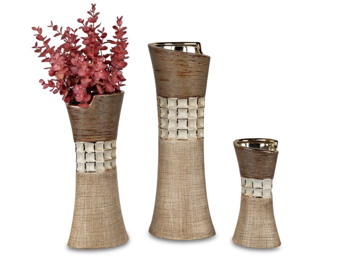 Formano 1 Stueck Vase Creme-Braun 40 cm aus Keramik - Dekoration fuer ein schoenes Zuhause