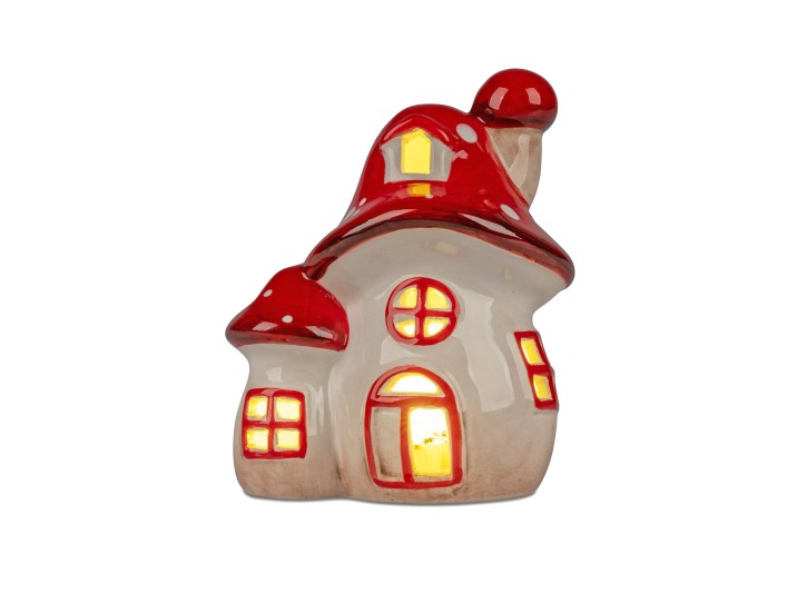 LED Deko Licht Pilzhaus 13cm Herbst Klassik Rot Dekoration sortiert 1 Stück