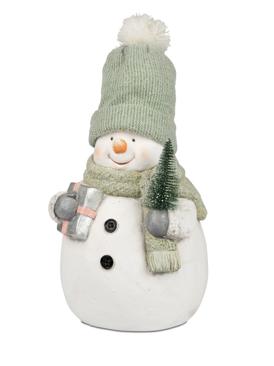 Großer Formano Dekorativer Schneemann für Winter und Weihnachten 37cm mit Wollmütze- Deko im Haus