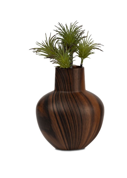 Dekoration Geschenk Blumenvase Vase  Holzoptik 15cm