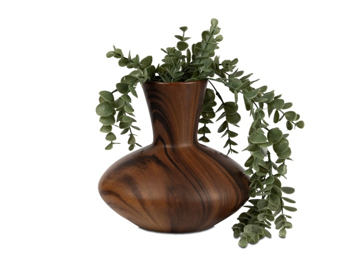 Dekoration Geschenk Blumenvase Vase  Holzoptik 20x19cm