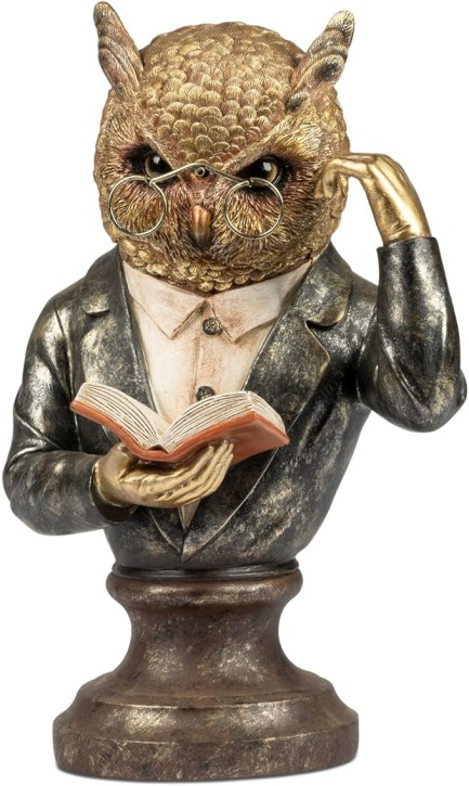 formano Dekofigur Eule 36cm Antikfarben Eulenbüste aus Polyresin 