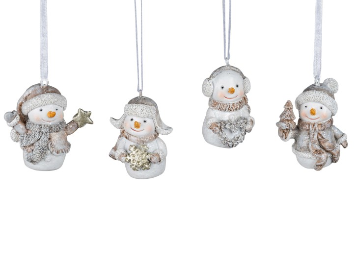 2 x Hänger Schneemann | mit Stern und Schneeflocke | Hängedeko Dekohänger | 5 cm