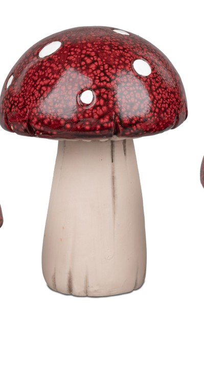 Deko-Pilz Fliegenpilz stehend 10cm Keramik rot mit weißen Punkten