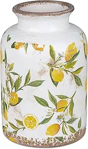 formano Deko Vase Vintage Lemon | Blumenvase mit Zitronen im Old Look | 21x10 cm