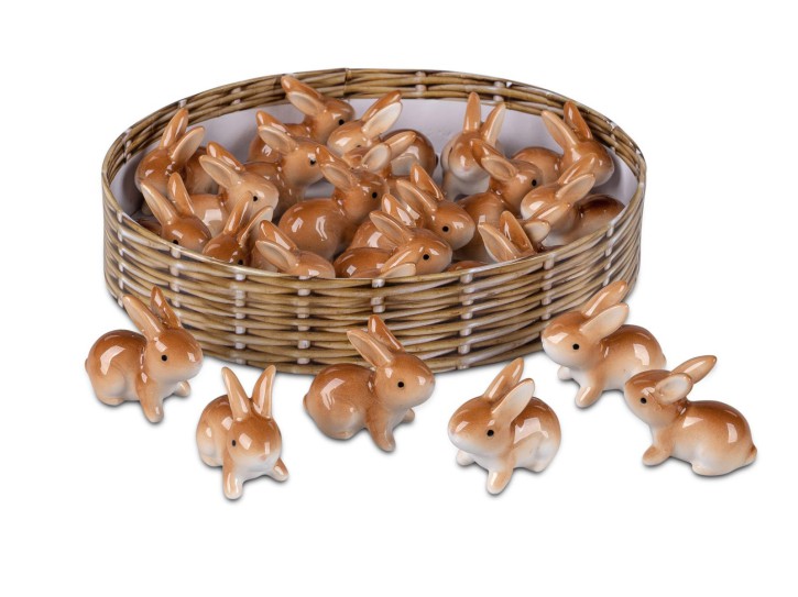 Geschenke und Dekoration zu Ostern- 1 Stueck lustiger Mini Hase 4cm  Osterhase braun