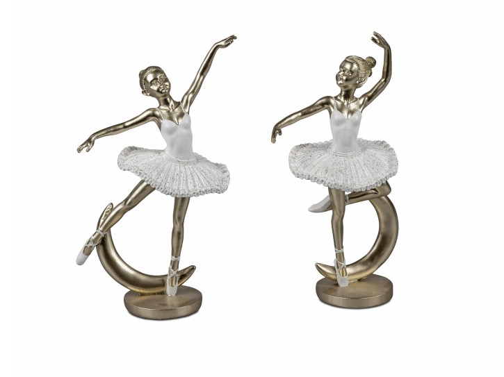Formano Ballerina Figur, Keramik Tänzerin Skulptur Weiß, 19 cm Dekofigur , Elegante Tanzende Statue auf Standfuß, Lieferumfang 1 Stück, links oder rechts