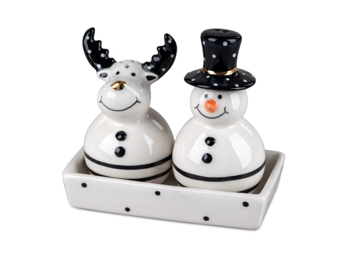 Witziges Streuer set/Salz+Pfefferset als Schneemann u. Elch ca. 10x11cm