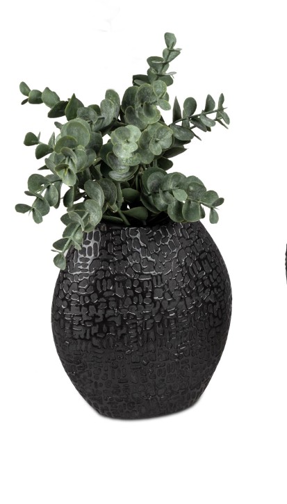 Formano Blumenvase Dekovase Vase aus Keramik 16x14cm in schwarz-matt