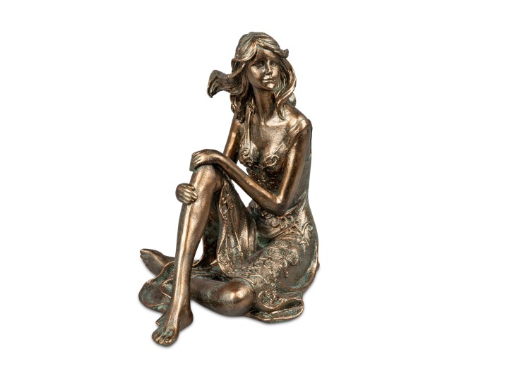Formano Figur Dekofigur aus Keramik Dame sitzend 17x17cm bronzefarben