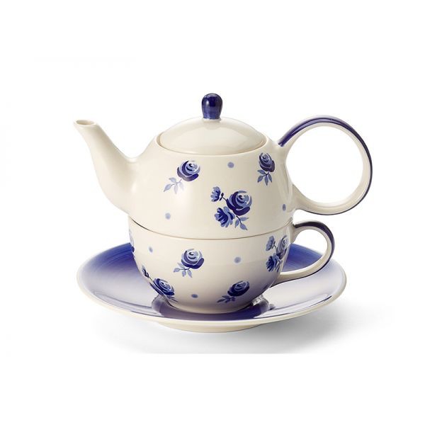 Tea for one Set "Almut" | in blau-weiß | handbemalt | aus Keramik