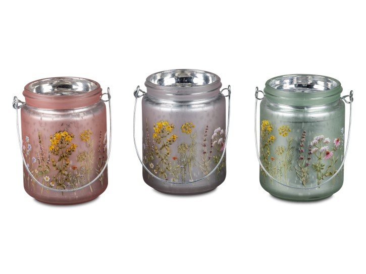 Windlicht Wiesenblume mit Henkel / Teelichtleuchter für Haus und Garten  11cm  - 1 von 3 Modellen